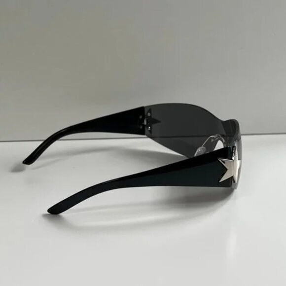 y2k 2000s vintage style black gray frameless star sunglasses - Picture 5 of 8